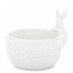 Miska ceramiczna biała z  wchodzącym królikiem 11,5x15,5cm