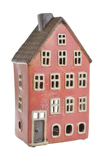 Domek Holenderski T-light różowy, brązowy dach 4piętra