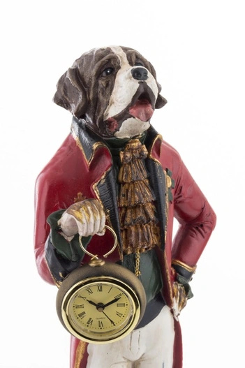 Figurka Antyk PIES we fraku z zegarem złotym 44cm
