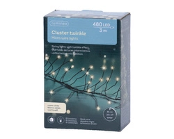 Lampki zew/wew cluster 480 LED 3m czarny/ ciepły biały 8funkcji