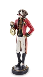 Figurka Antyk PIES we fraku z zegarem złotym 44cm