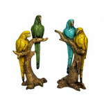 Papugi na konarze 2szt żółto-zielona/turkus-złota 7,5x24x11,5 cm