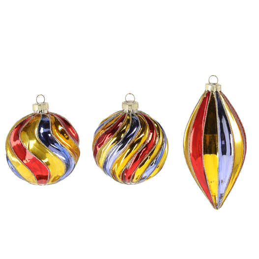Bombka szklana 1sztuka Tęcza 8cm okrągła/podłużna 3wzory