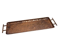 Taca metalowa złota płaska z rączkami 59x18cm