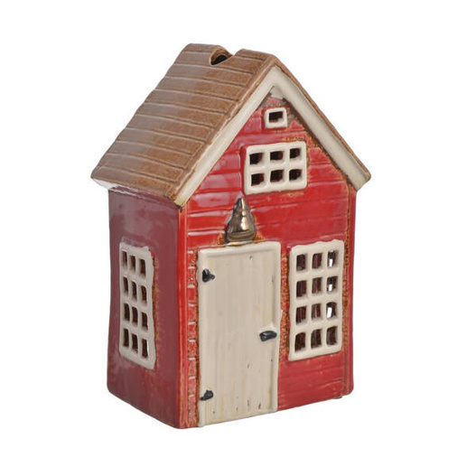 Domek Holenderski na T-light ceramika czerwony z brązowym dachem
