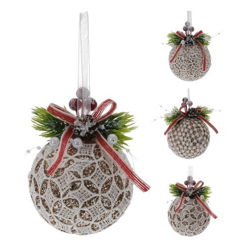 Zawieszka koronkowa bombka gałązka świerku 8cm