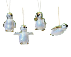 Zawieszka Pingwin opalizujący biało-zielony 8,6cm 4wzory