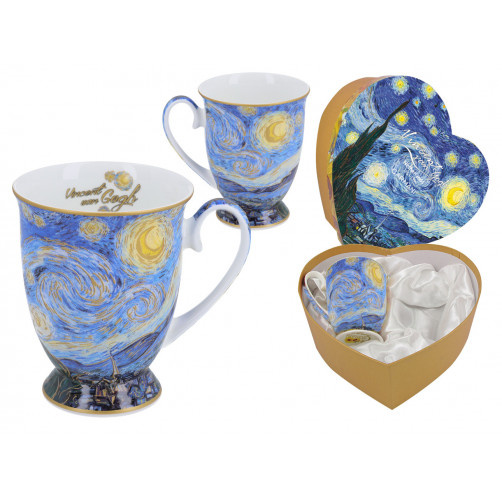 Komplet 2 kubków w sercu Van Gogh Gwiaździsta noc Carmani