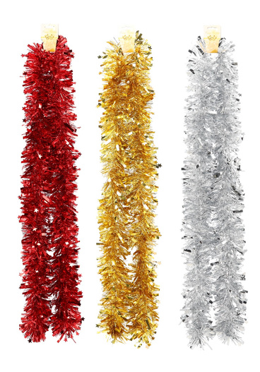 Łańcuch na choinkę czerwony/złoty/srebrny 2m