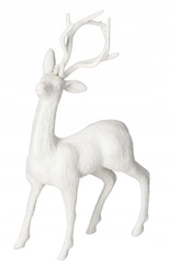 Renifer dekoracyjny z PVC biały brokatowy stojący 25 cm - w pudełku