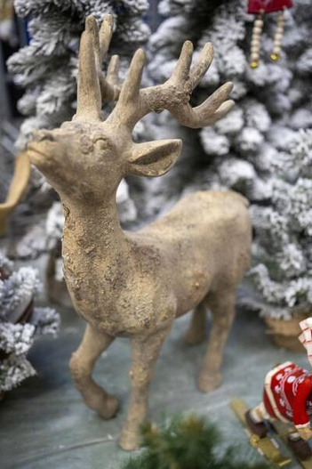 Jeleń ceramiczny stojący brązowy przycierany 50 cm