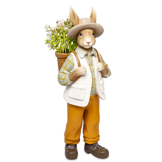 Figurka Królik ON ogrodnik, doniczka na plecach 30cm