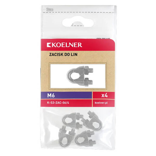 Zacisk kabłąkowy do lin 6mm 4sztuki Koelner