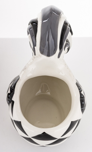 Kura z pokrywką biało-czarno-szara 22x13x23cm