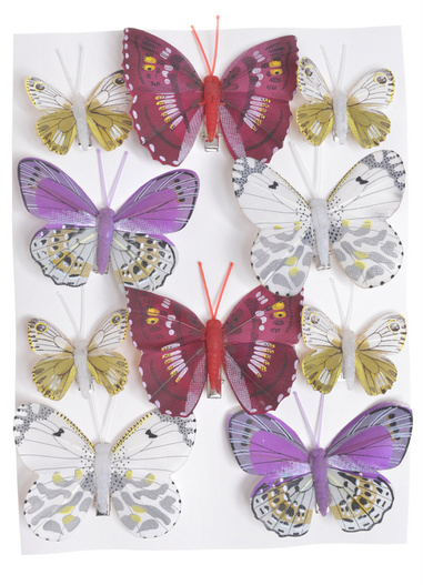 Motylki dekoracyjne na klipsie 10 sztuk mix kolorów
