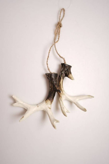 Zawieszka poroże biało-brązowe