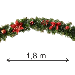 Girlanda świerkowa z czerwonymi dekoracjami 180cm