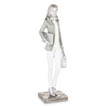 Figurka Kobieta srebrna z torbą i laptopem 23cm