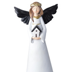 Anioł ceramiczny biała suknia, czarne skrzydła 2wzory 21cm