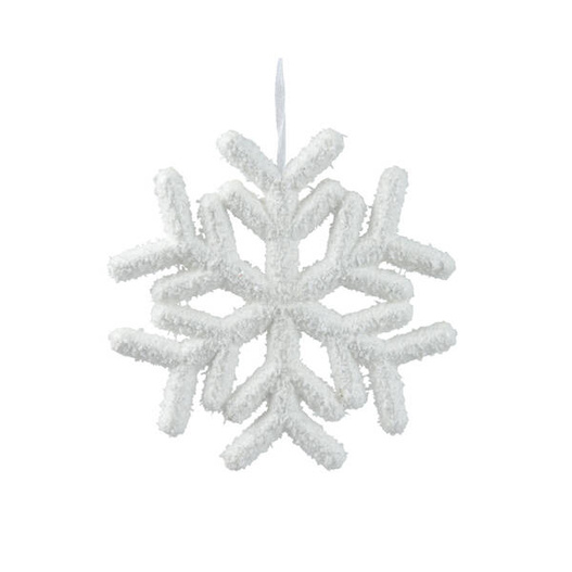 Zawieszka śnieżynka brokat biała 20cm
