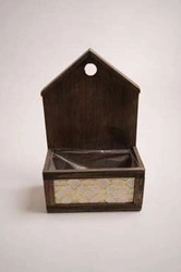Skrzynka/Osłonka drewniany brązowy domek 32x20 cm