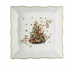 Patera 22cm Choinka czerwone bombki złoty rant