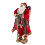 Mikołaj czerwony sztruks z workiem, laską i dzwoneczkiem 90 cm
