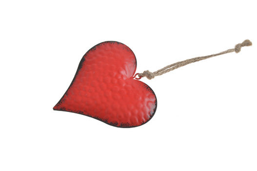 Metalowe serce - zawieszka dekoracyjna czerwone przypalane 8 cm