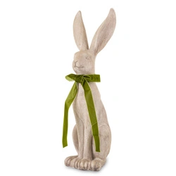 Królik beton szary z zieloną kokardą 80cm