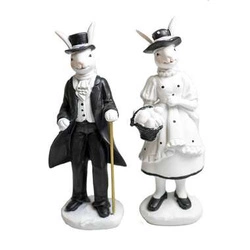 Figurka Zając w czarnym fraku lub białej sukience 28cm