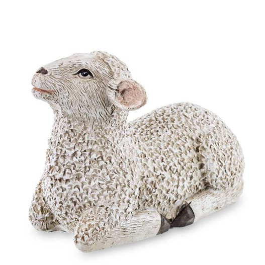 Figurka Owieczka biała leżąca szczotkowana 6x9,5cm