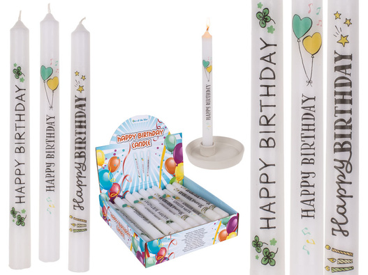 Świeczka urodzinowa stożkowa Happy Birthday