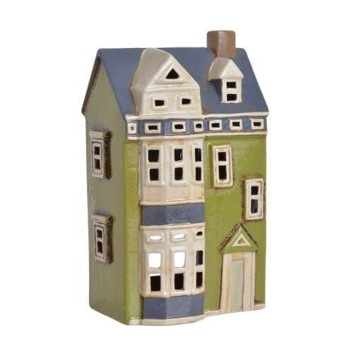 Domek Holenderski na T-light ceramika kamienica zielony 16,5 cm