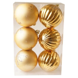 Bombka złota plisowana/brokatowy wzór 6szt 8cm