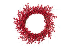 Wianek witki czerwone kulki kaszka gałązki opalizujące 47 cm