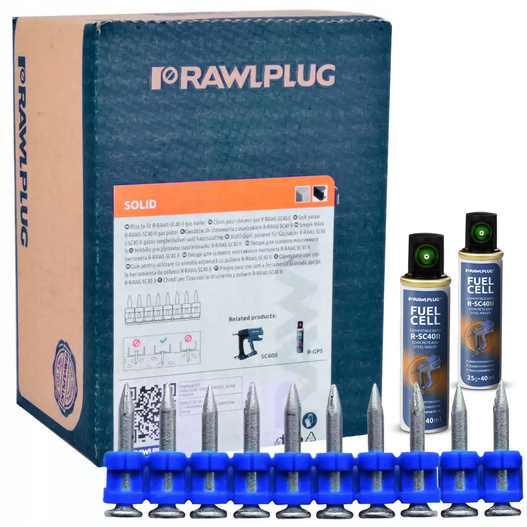 Gwoździe do betonu 27 mm 1000 szt. + 2x gaz Rawlplug