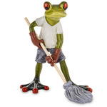 Figurka Żaba zielona z mopem 14cm