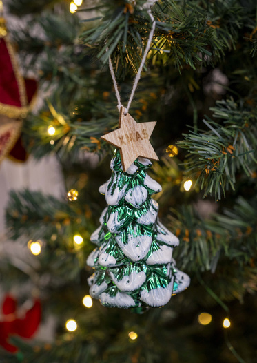 Zawieszka choinka czerwona/zielona/srebrna/złota 12cm