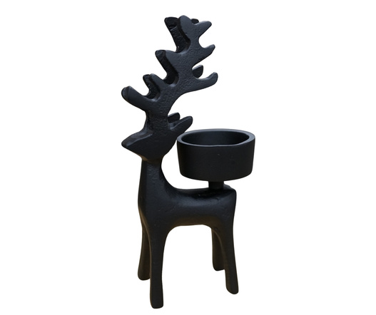 Renifer świecznik metalowy czarny 18cm