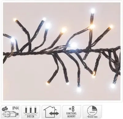 Lampki zewnętrzne/wewnętrzne 1152 LED białe mix timer