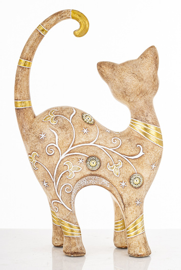 Figurka Kot brązowo-złoty cyrkonie 30x18cm