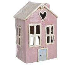 Domek Holenderski na T-light ceramika różowy serce lampion świecznik