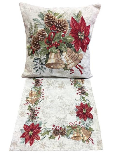 BN Bieżnik na stół 40x140cm Chenille Dzwonki, czerwona poisencja