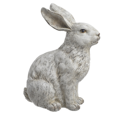 Figurka Zając siedzący biały szczotkowany 29 cm