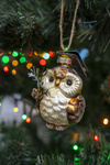 Bombka szklana sowa jasno-brązowa 10 cm 1 sztuka