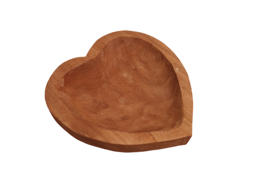 Miska serce drewniane brąz 27x6cm