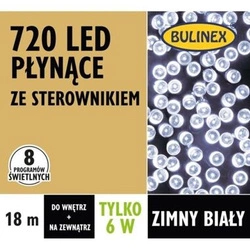 Lampki zew/wew 720 LED 18m białe zimne płynące 8programów