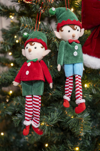 Zawieszka Elf czerwono-zielony/zielono-niebieski polar 23cm 1 sztuka