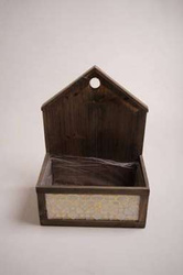 Skrzynka/Osłonka drewniany brązowy domek 36x25,5 cm