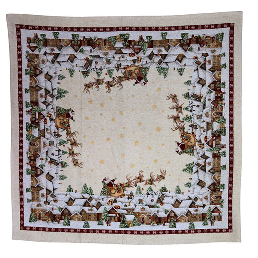 Obrus świąteczny Mikołaj w saniach 140x240cm